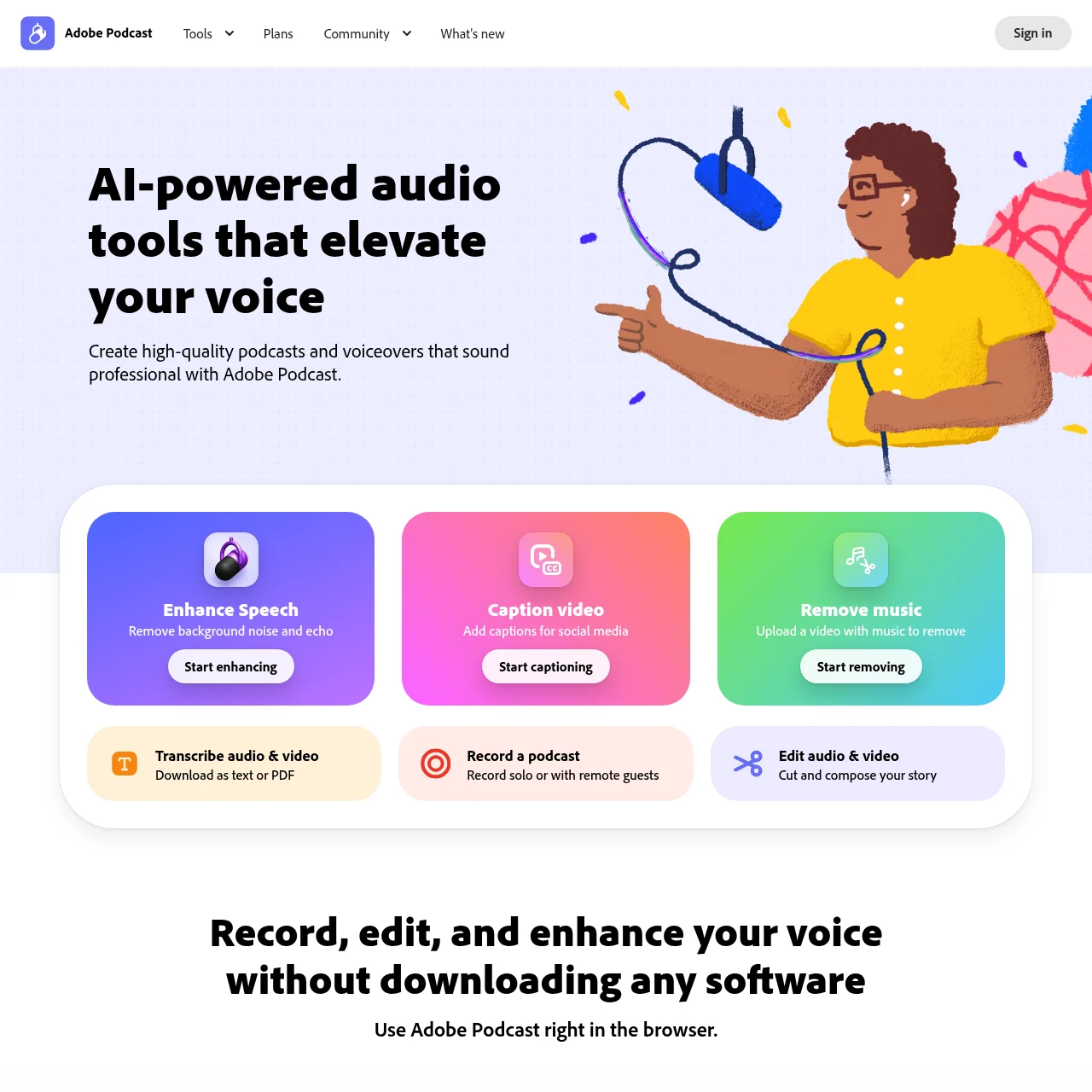 Screenshot of Adobe Podcast