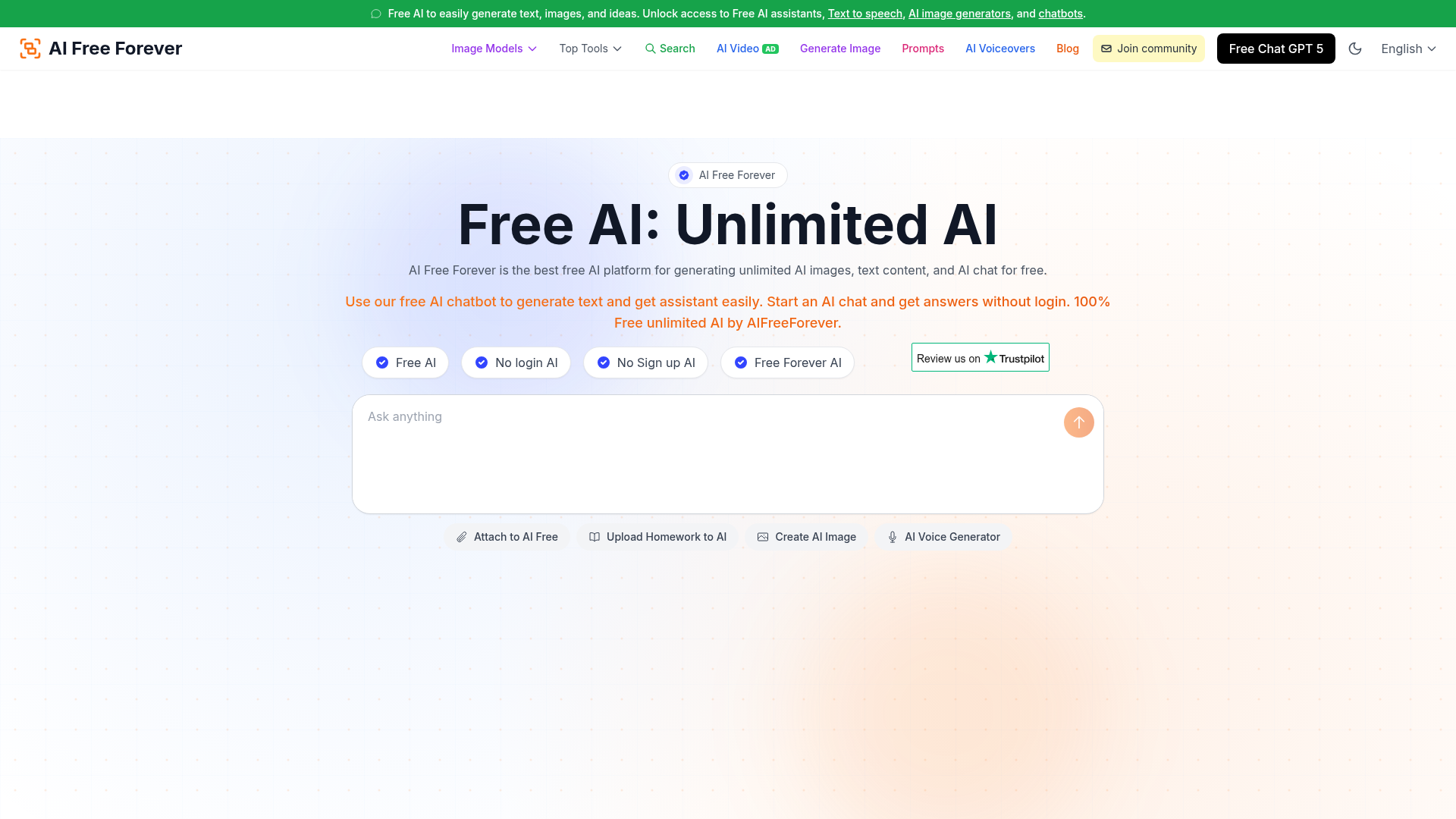 Screenshot of AI Free Forever