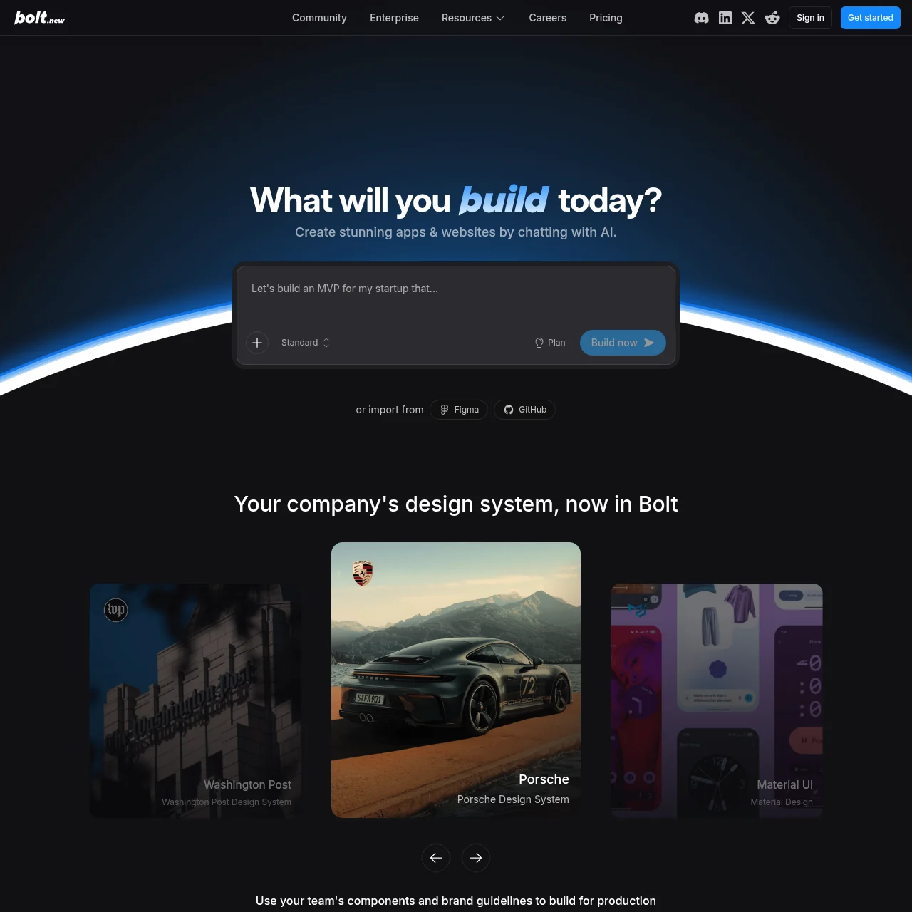 Screenshot of Bolt AI builder