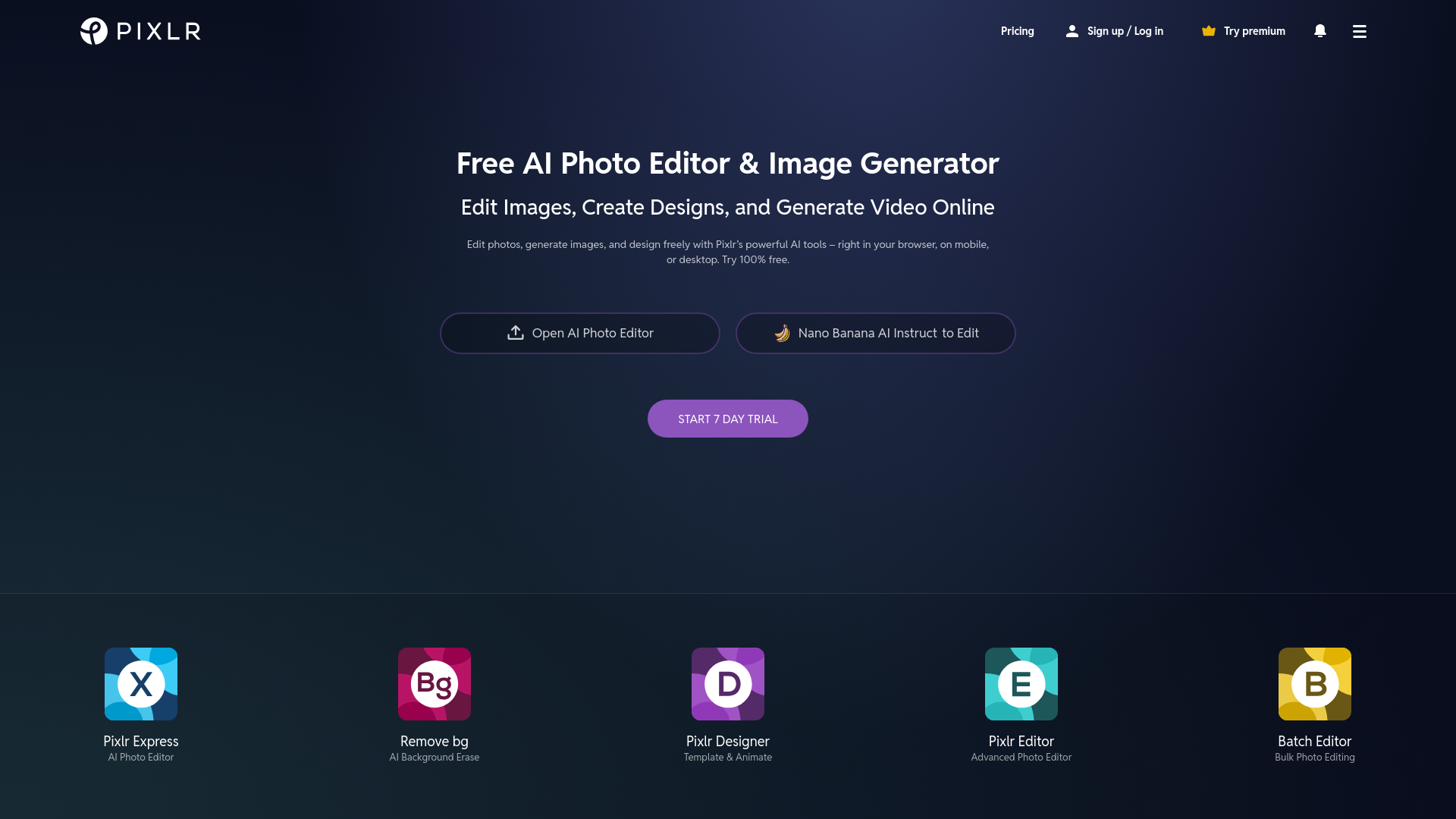 Screenshot of Free Online AI Photo Editor, Image Generator & Design tool