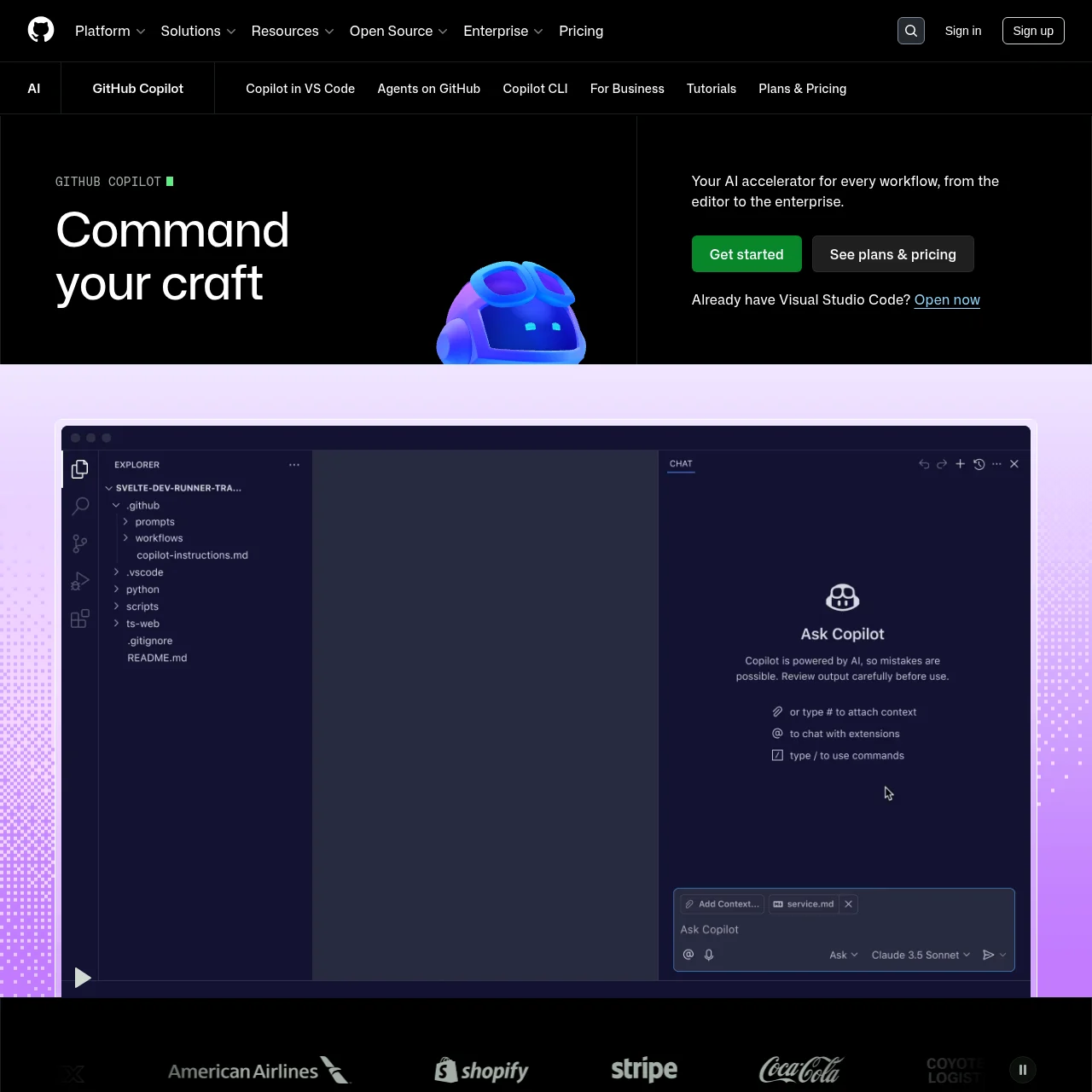 Screenshot of GitHub Copilot