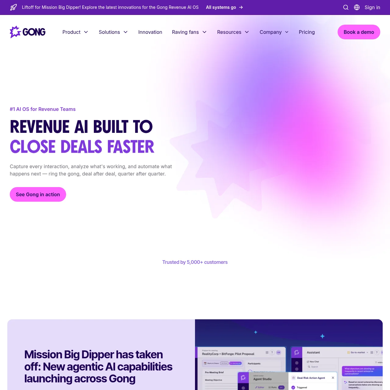 Screenshot of Gong - Revenue AI OS