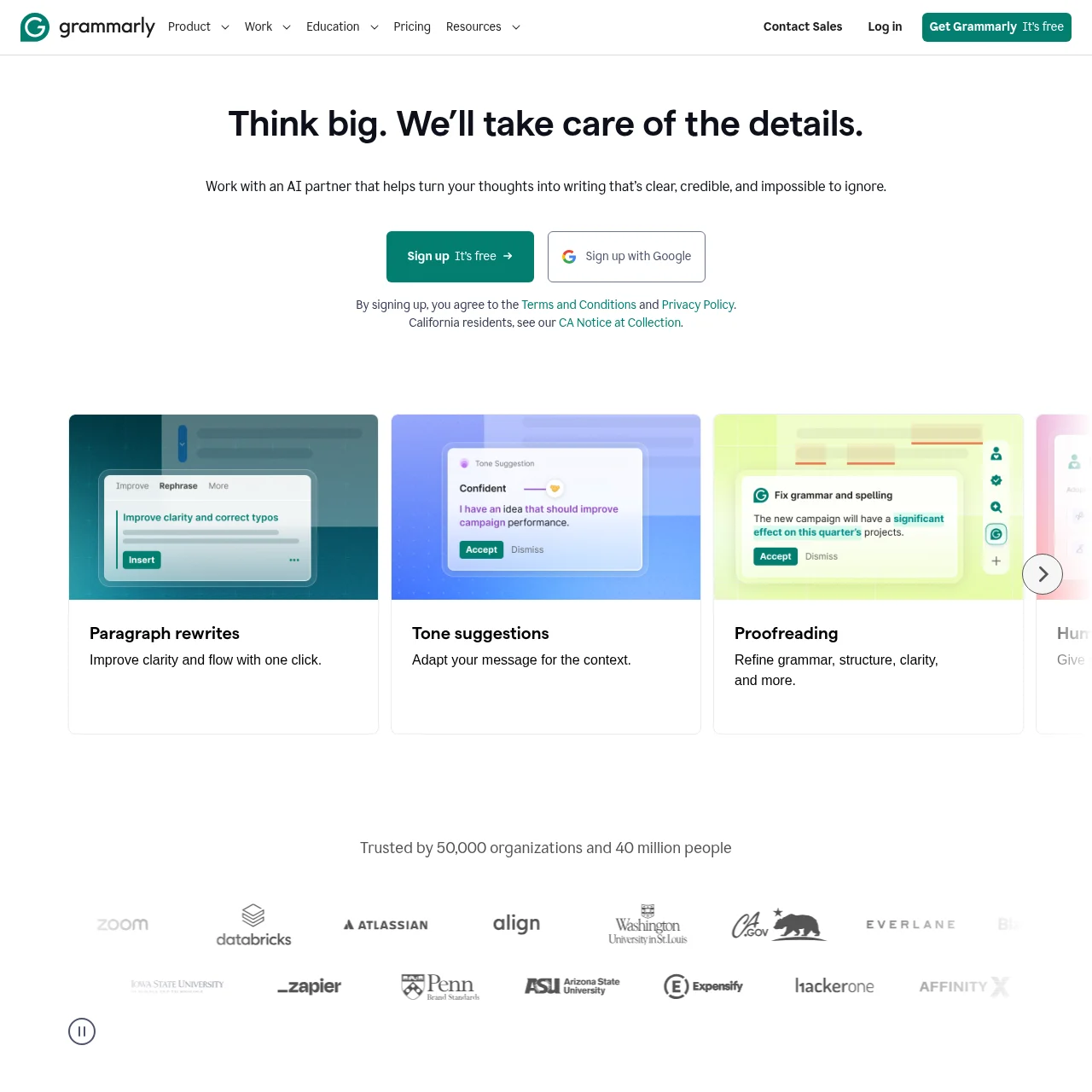 Screenshot of Grammarly