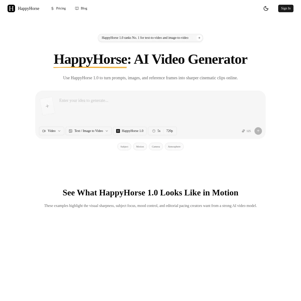 HappyHorse 1.0 preview