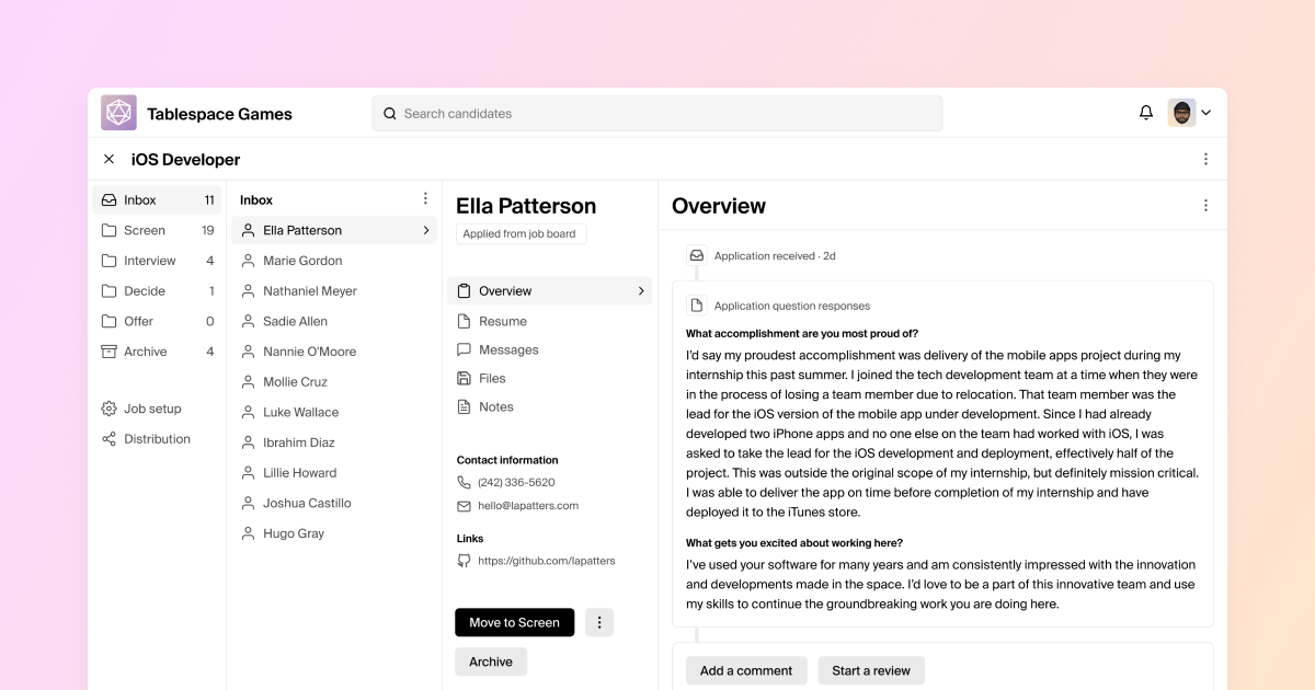Screenshot of Hiring made simple