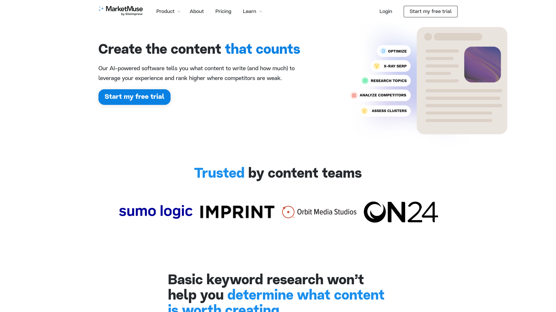 Screenshot of MarketMuse