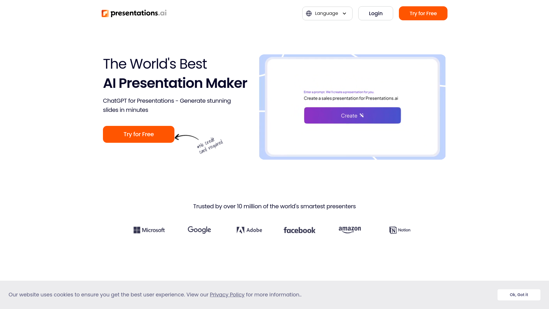 Screenshot of Presentations.AI