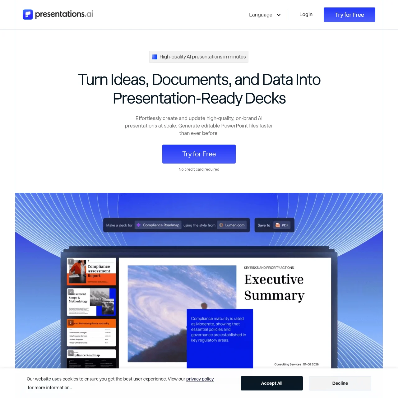 Screenshot of Presentations.AI