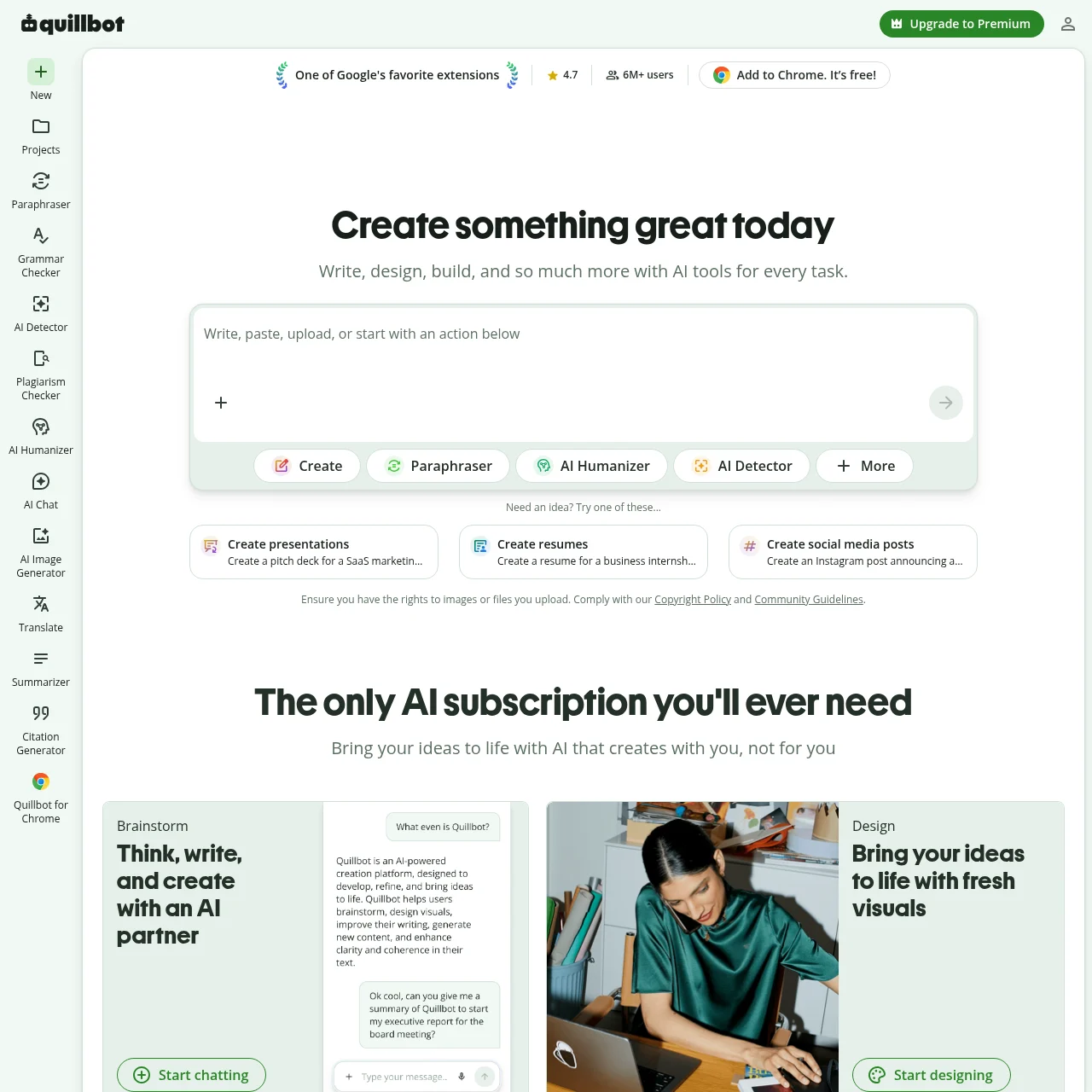 Screenshot of QuillBot