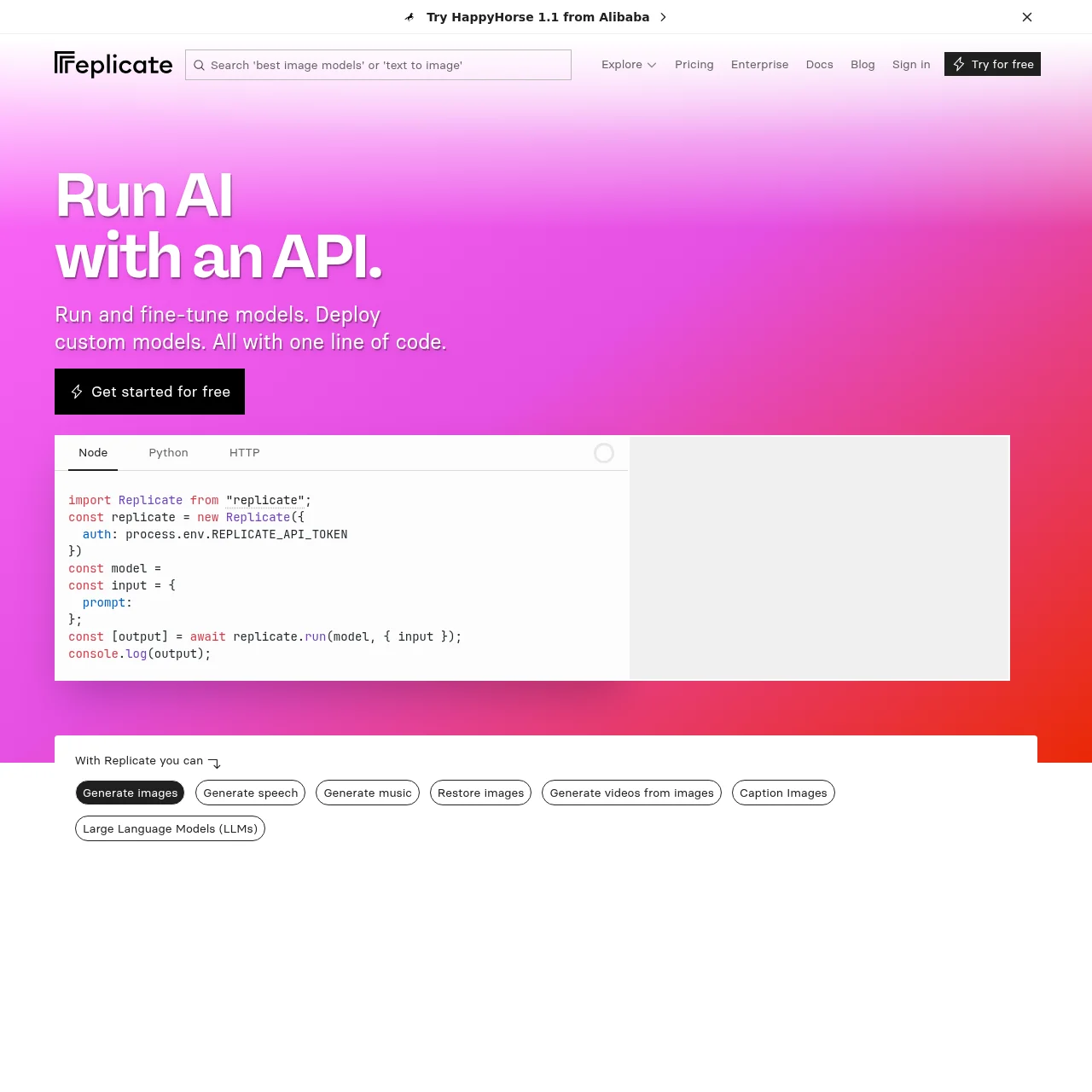 Screenshot of Replicate