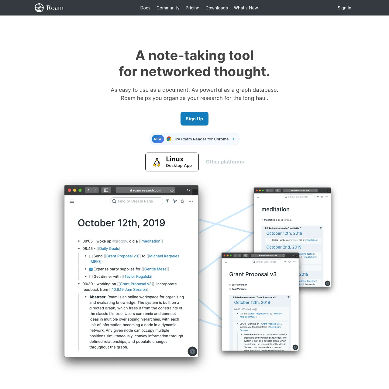 Screenshot of Roam Research
