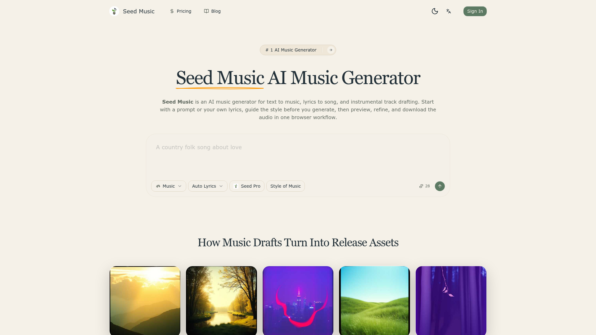Screenshot of Seed Music Screenshot of Seed Music