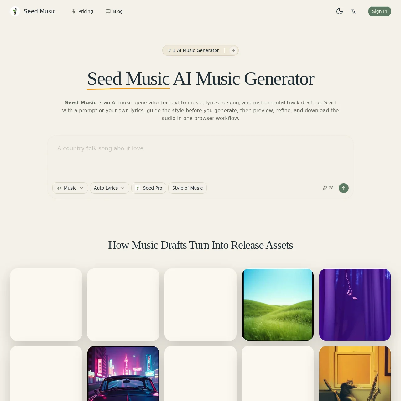 Screenshot of Seed Music