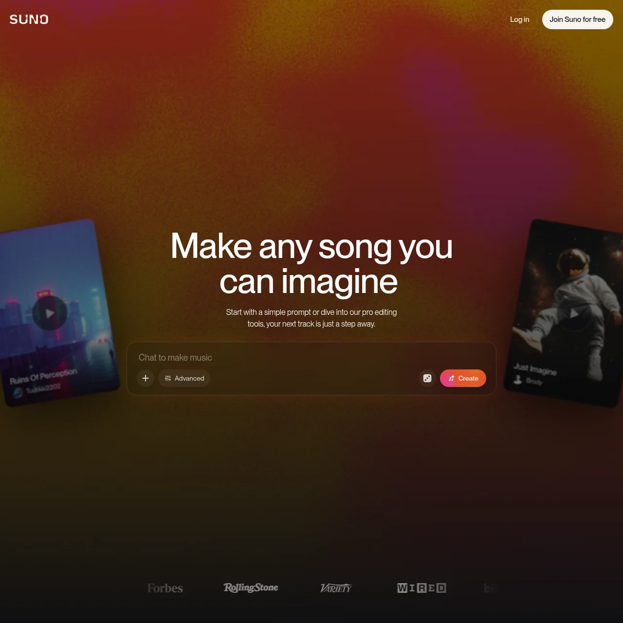 Screenshot of Suno AI